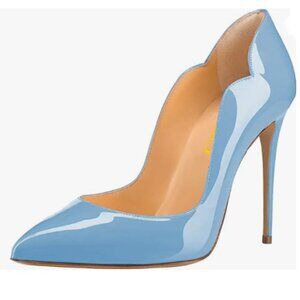 FSJ Blue Pointed Toe High Heels Sexy Stiletto Pump Office Lady Casual Dress Shoe